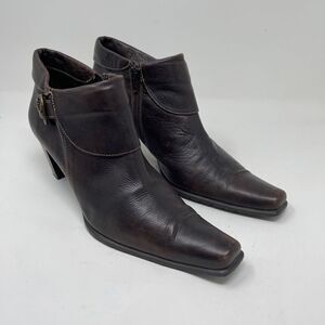 Arnold Churgin Womens Heeled Boots Pointed Toe Size Zip Leather Brown EU 39